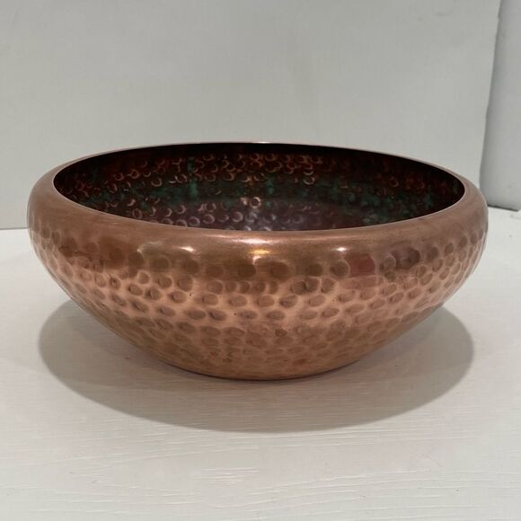 Vintage Hammered Copper Bowl Approximately 3" H X 7.25" Round - Picture 8 of 12